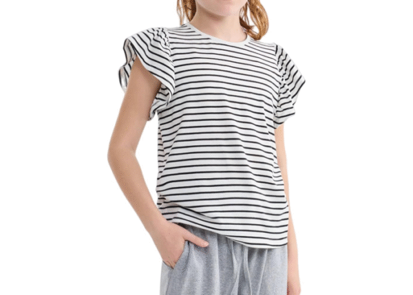 MIANZHI キッズ ガールズ フリルスリーブ Tシャツ 女の子服 半袖 プレゼント 夏服